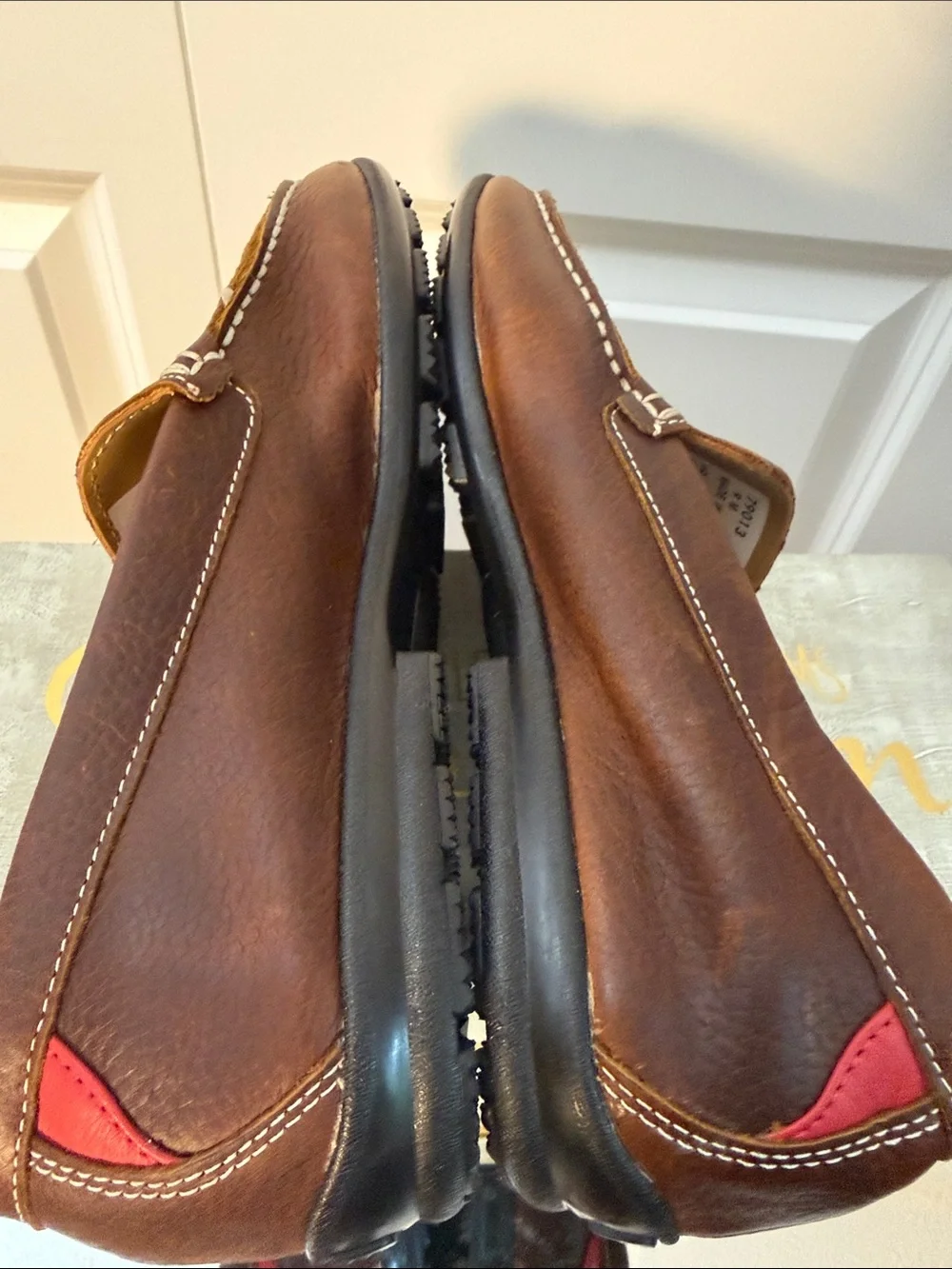 FootJoy Brown Leather Slip-On golf Loafers with Contrast Stitching